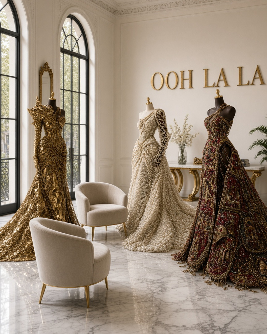 The Palais gowns in the showroom